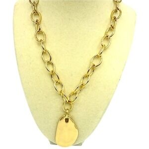 Chunky Gold Chain Necklace with Organic/Molten Gold Pendant (Nordstrom Purchase)